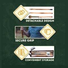 SE 3 Piece 55″ Detachable Pine Wood Walking/Hiking Stick with Metal Tip
