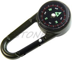 Outdoor Multifunctional Hiking Metal Carabiner Compass Thermometer Keychain Meta