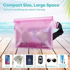 Waterproof Pouch IP68 Beach Accessories Fanny Pack with Waist Pink & Clear