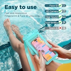 Waterproof Phone Pouch 2 Pack Up to 8.8″, Double Bag | IPX8 Black+Green