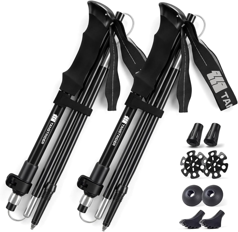 7075 Aluminum Collapsible Trekking Poles for Hiking, 43-53 Inch Adjustable 2 Pac