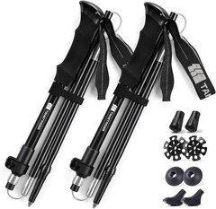 7075 Aluminum Collapsible Trekking Poles for Hiking, 43-53 Inch Adjustable 2 Pac