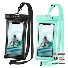 Floatable Waterproof Phone Pouch 2 Pack Up to Up to 7.0″-Floatable Black+Green