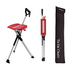 Ta-Da Chair Series 2- Portable Walking Stick, Cane with Seat, L (36.2″) Red