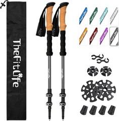 Lightweight 7075 Aluminum Trekking Poles with Cork Grips, Adjustable 2 Pack