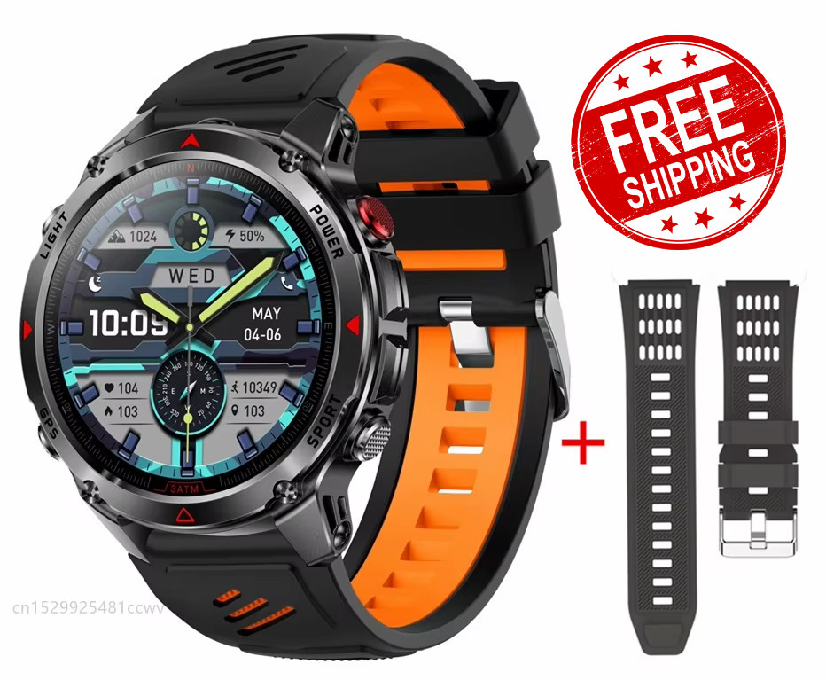 HT37 Military Smart Watch Built-In GPS Positioning Compass Altimeter Flashlight