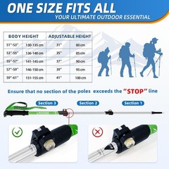 Lightweight Adjustable Kids Hiking Poles – Aluminum Trekking Poles 2 Pack
