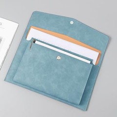 PU Leather A4 File Folder Document Holder with 2 Compartments Envelope Folder