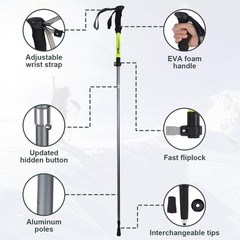 2X Trekking Poles Ultralight Aluminum Foldable Hiking Walking Sticks for Travel