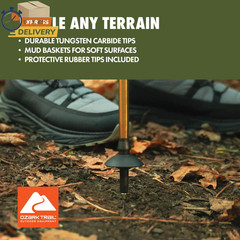 Brand Aluminum Adjustable Quick Lock Trekking Poles with Cork Grip, 2 Hiking