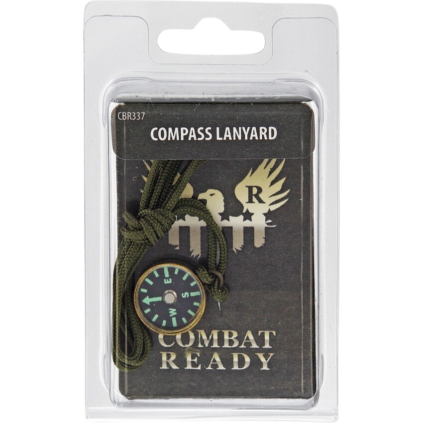 Combat Ready Compass with Neck Lanyard Nylon Construction Antique Brass Casing