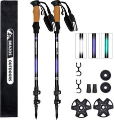 Trekking Poles for Hiking | Collapsible Walking Stick | 24″ to 54″ (Pair of 2)