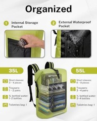 Waterproof Ultralight TPU Backpack Roll Top Dry Bag, Kayaking | Back 35L Green