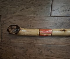 vintage Mexican folk art canes from the 1930s to 1950s, handmade red , brown