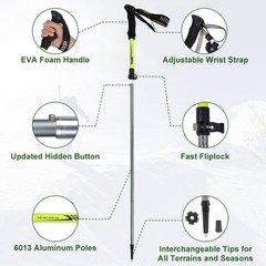 2PCS Aluminum Trekking Hiking Poles Collapsible Ultralight Travel Walking Sticks