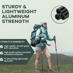 2PCS Collapsible Trekking Poles Adjustable Telescopic Walking Sticks Lightweight