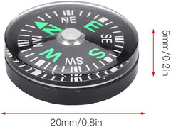 Mini Button Compass, 20Mm, 12-Pack, Green Direction Indicator, for Hiking Campin