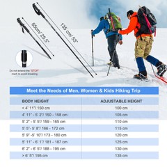 Walking Hiking Trekking Sticks Poles Adjustable Folding Anti-Shock Telescopic