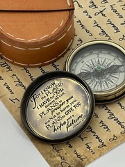 Jeremiah 29:11 Engraved Brass Pocket Compass w/ Leather Case Vintage Gift
