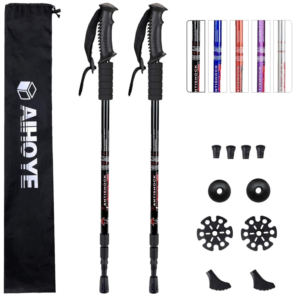 Adjustable Anti-Shock Hiking Poles, 52″ Max Height