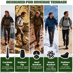 HBXCWYJ Collapsible Trekking Poles: Lightweight Alloy, Adjustable, 5-in-1 Tips