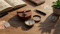 Vintage Brass Pocket Compass with Leather Case – Rustic Home Decor
