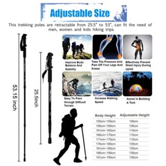 2x Trekking Poles Walking Hiking Sticks Adjustable Nordic Anti-shock Alpenstock