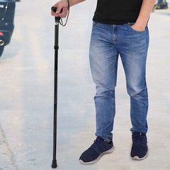 (Black)Aluminium Alloy Telescopic Walking Cane Trekking CH