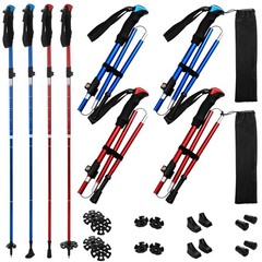 4 Pcs Trekking Poles Set, Collapsible Aluminum Hiking Poles, Adjustable Foldi…