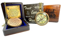 Bible Verse Brass Compass – “Trust in The Lord with All Your Heart” (Proverbs…