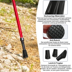18 Pack Nordic Walking Poles Rubber Bumpers Non Slip for All Aisles Nord…