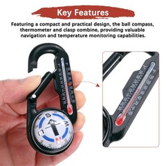 Keychain Compass [2PCS] – Ball Compass and Thermometer Buckle – [White, Black]