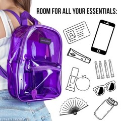 Kandies World Premium Clear Festival Backpack – Stylish Transparent Bag Purple