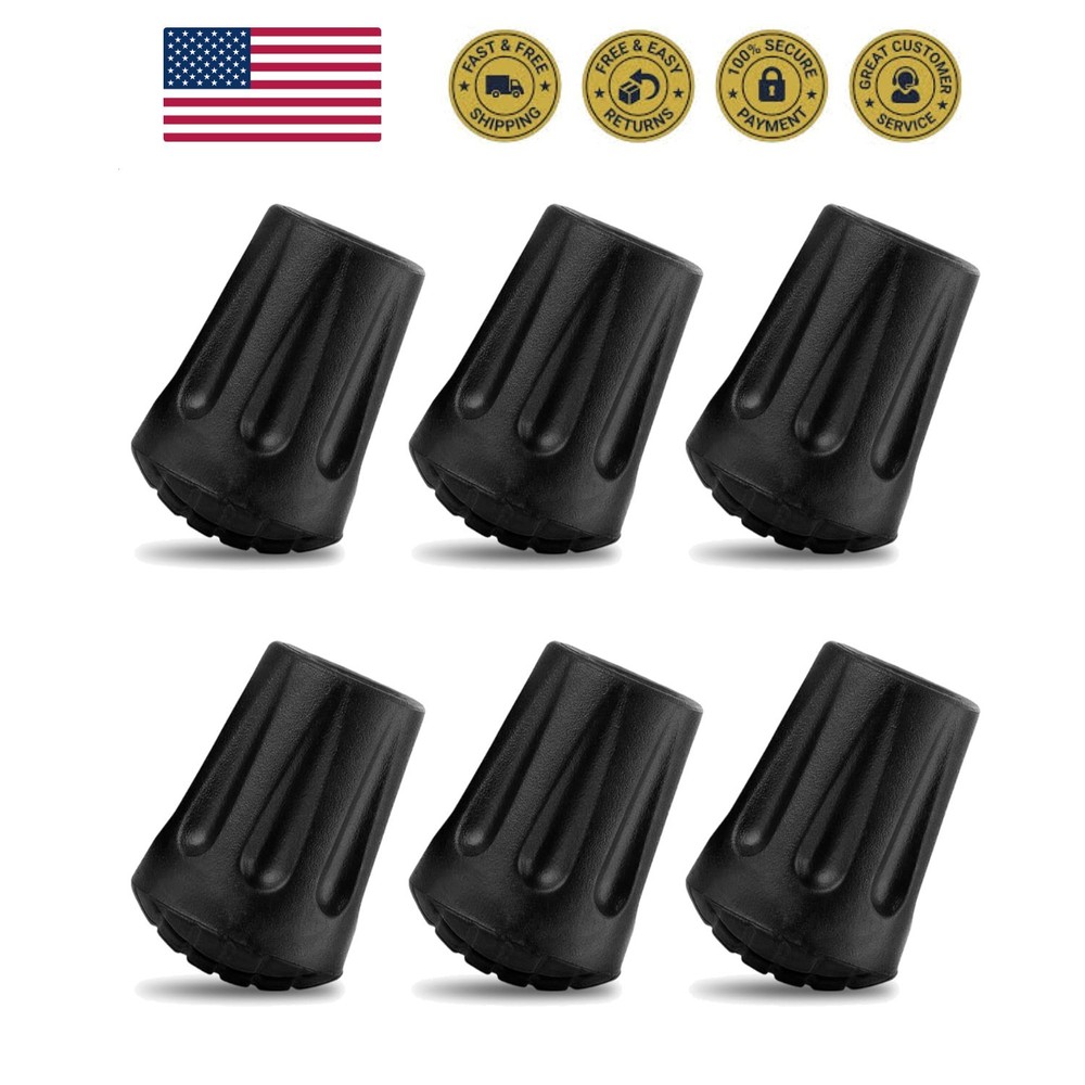 6 Pcs Hiking Pole Tips Hiking Accessories – Cane Rubber Tips Replacement Hiki…
