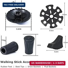 Walking Stick Tips Rubber 4pcs Trekking Pole Tips Replacement- Rubber Feet for H