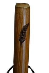 Walking Stick, Feather Carving, Hand-carved Hardwood Hiking Staff, Made in USA