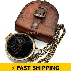 Kiristan Vintage Brass Compass with Leather Case – Inspirational Gift