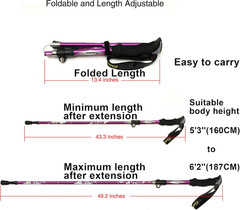 Collapsible Ultralight Aluminum Hiking Trekking Pole for Men Women