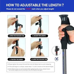 Trekking Poles Collapsible Hiking Poles – 2 Pack Adjustable Aluminum Black