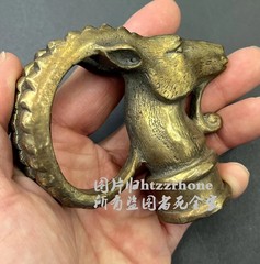 Brass Goat Head Walking Stick Cane Handle Top Topper Hand Grip Holder Decor