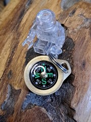 Mini EDC Minimalist Brass Keychain Compass w/Titanium Keyring