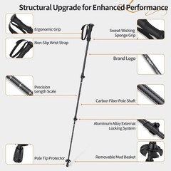 Carbon Fiber Trekking Poles Collapsible Lightweight Yet Sturdy Hiking Poles