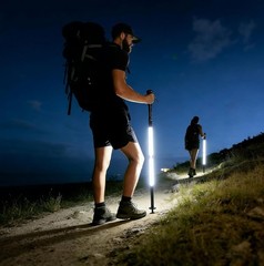 LED Glow Trekking Pole, Glowing Tactical Survival Hiking Stick, Light-up Walking