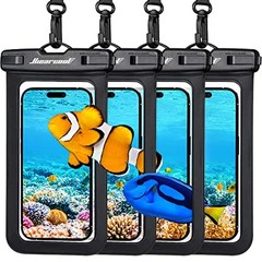 Waterproof Pouch for iPhone, Waterproof Phone Bag Travel Pack of 4 Black