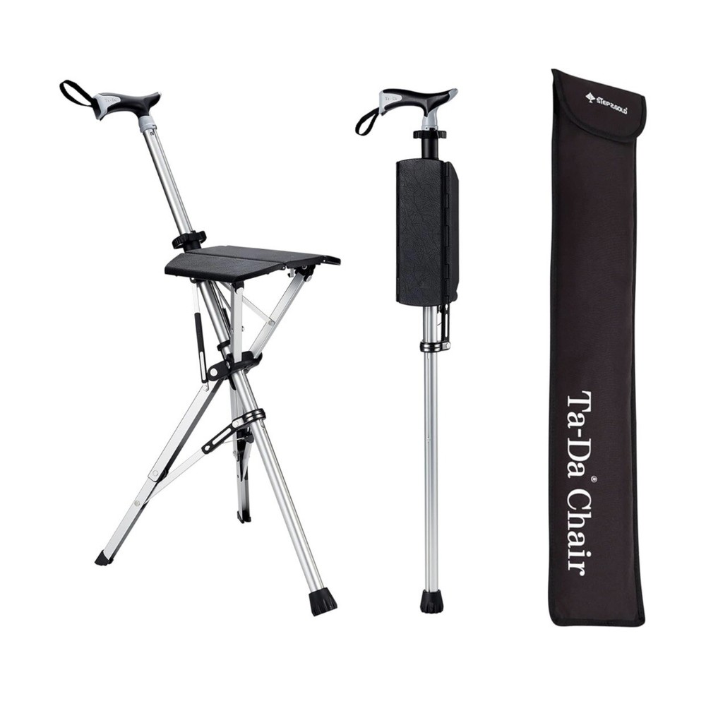 STEP2GOLD Ta-Da Chair, Portable Trekking Hiking Pole – 33.4″ Black, NOB