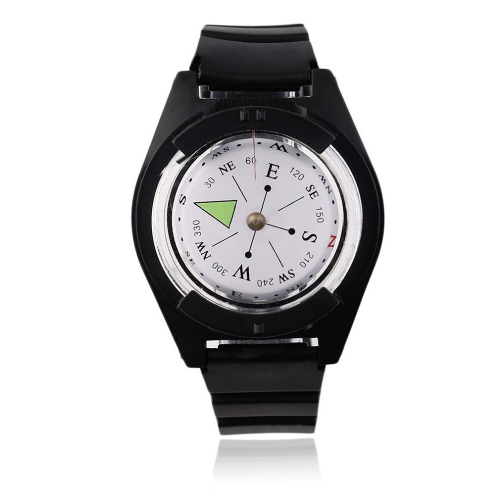 Watch Strap Compass With Black Rubber Band For Outdoor Camping Hiking Activities