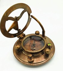 Antique Nautical Brass Sundial Compass Gilbert & Sons with Wooden Box