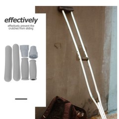 1 Set Durable Walking Crutch Pad Grey Tpr Non Slip Replacement Hand Grip Kit
