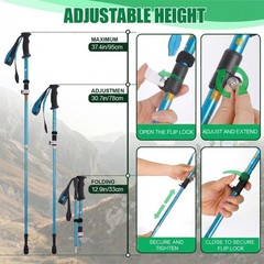 Trekking Poles – Lightweight Collapsible Hiking Poles – Retractable Hiking St…