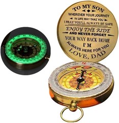 Luminous Compass Hiking Survival Retro Golden Pocket Compass